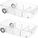 Fridge Organizer Bins With Wheels, 2 Pack Roll Out Refrigerator Organizers And Storage Refrigerator Drawer With Dividers, Upgrade Thick Plastic Pantry Storage Bins, Kitchen Organization