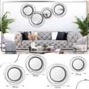 Hicarer 4 Pcs Decorative Round Modern Circle Mirror Wall Art Ring Metal Mirror Wall Mounted for Bedroom, Living Room, Entryway, Dining Room, Hallway (Black)