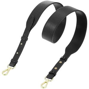 uxcell PU Leather Purse Strap, 41.7"-45.3" Adjustable Crossbody Replacement Straps 1.5" Width for Handbags, Shoulder Bag (Black, Gold Clasp)