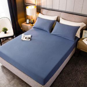 Queen Size Premium Cotton Fitted Sheet Only - 300 Thread Count Pure Natural Cotton Fabric - 14" Deep Pocket,Breathable,Ultra Soft & Silky (Queen,Dark Blue)