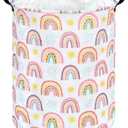Kids Rainbow Hamper Laundry Basket Storage Bins Gift Organizer Clothes Toy Box Large Canvas Collapsible Chest for Home/Dorm/Kitchen/Pet/Office/Closet/Shelf/Room Decor