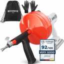 MEISTERFAKTUR drain snake 2.0 [50 FT] - with drill attachment - Ideal plumbing snake for sink and drain unblocking - Solid drain auger for real DYIs! (50 FT - 1/4 inch)