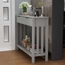 TaoHFE Entryway Table with Storage, Modern Sofa Table with Slatted Frame, Entry Way Table with Smooth Finish, Long Console Table for Hallway, Entryway, Living Room, Bathroom, Bedroom, Grey