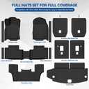 Custom Fit Floor Mats for 2016-2025 2026 Dodge Durango 6-Seater 2nd Row Bucket Seats, All Weather TPE Floor Liners & Trunk Mat & Backrest Mats & Door Sill Guard, Full Set Interior Accessories