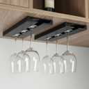 8 Pack Wine Glass Holder Under Cabinet Rack - Black Plastic Stemware Hangers for Kitchen, Bar, Restaurant Storage - Space Saving No Drill Installation