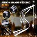 48 Pcs Light Up Wedding Wands Bulk with Ribbons & Bells, Romantic Fairy Light Wands with 3 Colorful Flashing Modes for Wedding Send Off, Bride Groom Exit, Party, Graduation, Concert