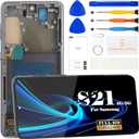 TFT For Samsung Galaxy S21 5G LCD Screen Replacement For Samsung Galaxy S21 4G SM-G991B SM-G991U SM-G991N Display Touch Digitizer Assembly SM-G9910 Repair Parts Kits With Frame(No Fingerprint) (Black)