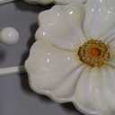 Guichifun Flower Coat Hooks Wall Decor - 2pcs Resin White Decorative Wall Hooks for Hanging Clothes Coats Towels Keys Bags Hats Bathroom Home Decoration Gift 4.3 x 2.2 x 6 Inch (White and Yellow)