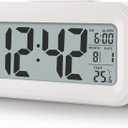 Digital Alarm Clock with Indoor Temperature, Battery Operated,Snooze Model,12/24H Display for Bedrooms Heavy Sleepers Kids Travel Bathroom Desk Smart Clock (White)