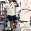 August Alley 5 Pack Men's Big and Tall Hoodies Short Sleeve Sweatshirt Loose Fit Workout Tops Shirts Casual Pullovers Summer(Wine Red, Cream White, Gray, Navy Blue, Black,5X-Large)