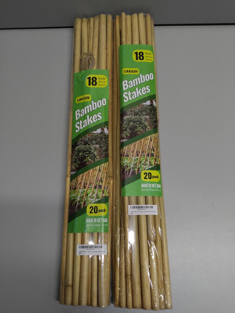LJAAJSUV 20 Pcs - 18 inches Plant Stakes Natural Garden Bamboo Sticks for Indoor and Outdoor Plants, Plant Support Stakes for Tomatoes, Beans, Potted Plants. 2 Pack