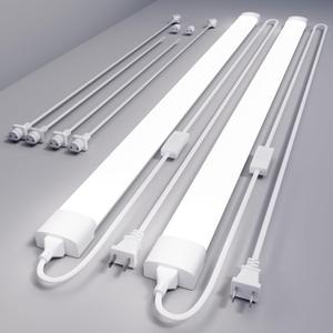 4FT Plug in Shop Light 2PCS, 5000K Linkable 36W Workbench Light, LED Tube Lights with Plug, 4500 LM Ceiling Closet Lighting for Laundry Garage Basement Kitchen (White)