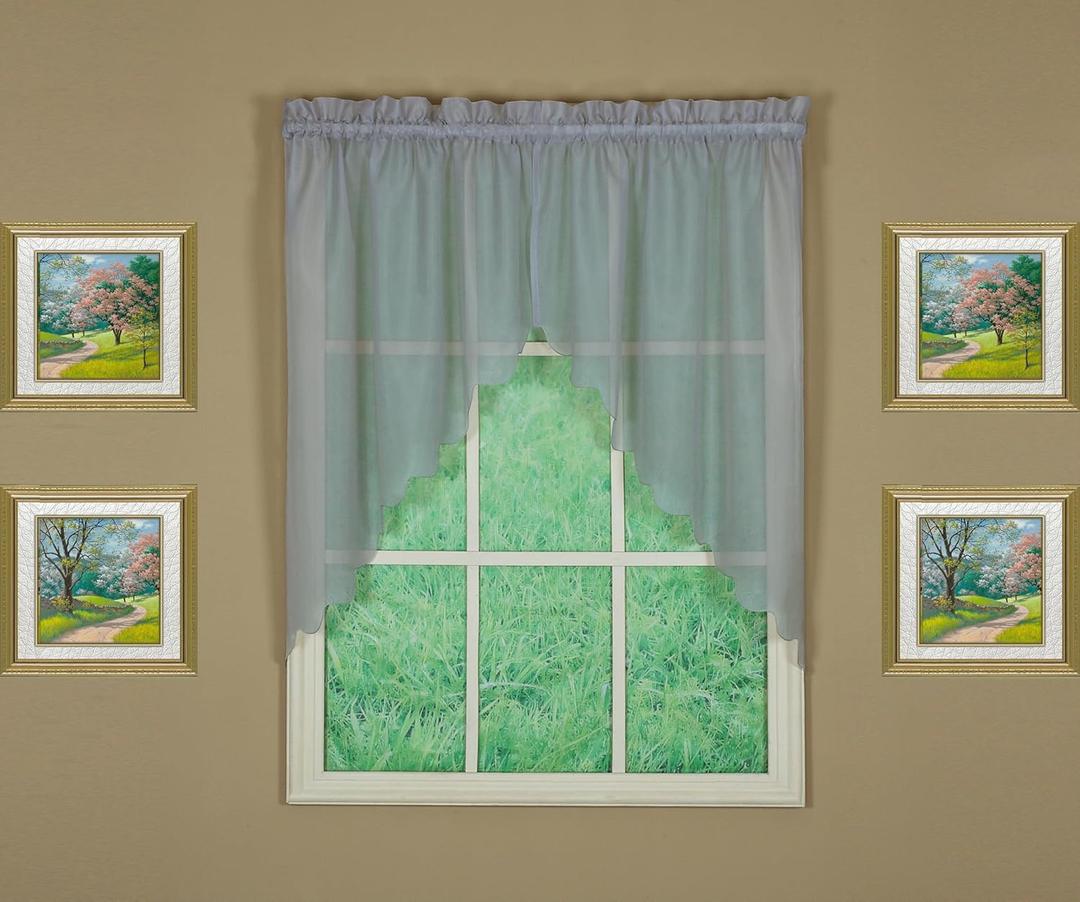 Today's Curtain Emelia Original Voile Swag Pair 38", Grey, 60" W x 38" L