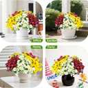 Aufind 12 Bundles Artificial Daisies Flowers Outdoor Fake Plants Fake Foliage Greenery Faux Plants for Graves Hanging Outside Planter Window Box Wedding Decoration