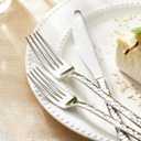 KINGSTONE 40 Piece Hammered Silverware Set, 18/10 Stainless Steel Flatware Set for 8, Cutlery Set for Home, Party, Wedding, Mirror Polished Dishwasher Safe