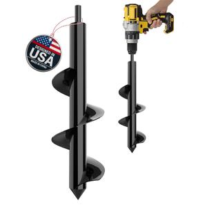 K-Brands Auger Drill Bit for Planting  3 x 12 Inch - Gardening Tools Spiral Hole and Bulb Planter for Umbrella Holes - Compatible with 3/8 Inch Hex Drive