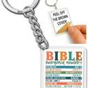 Bible Emergency Numbers Keychain Funny Quote Christian Gifts for Women Church Coworker Motivational Inspirational Key Chain Humor Appreciation Keychains Accessories for Car Keys Backpack Bag - 2x2