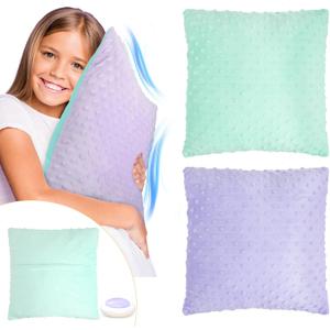 Kigley 2 Pack Vibrating Pillow Sensory Pillow for Kids Adults Pressure Activated 12 x 12 Massage with Textured Stimulation Bumps for Relieve Pain Stress Autistic Gifts for Home Travel(Violet, Teal)