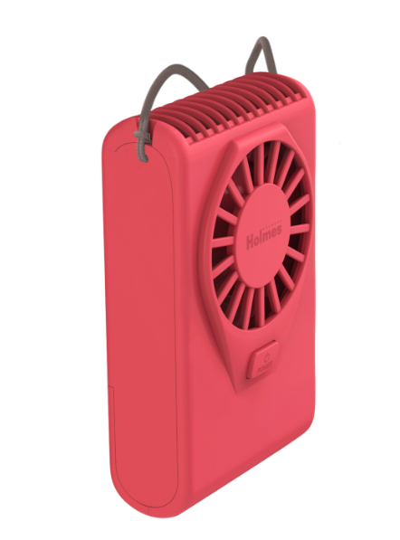 Holmes 4” Necklace Fan – Hands-Free, Battery Powered, Strong Breeze, Compact & Portable, Coral