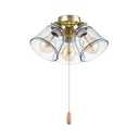 Aspen Creative 22015-1, Three-Light Ceiling Fan Light Kit with Pull Chain, Polished Brass Finish with Clear Glass Shades, 13-1/8" Diameter x 6-3/4" Height