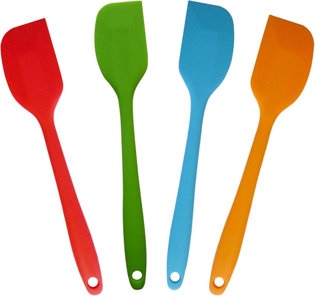 zYoung 4 Pcs Silicone Spatulas, Rubber Spatula Heat Resistant Seamless One Piece Design Flexible Scrapers Baking Mixing Tool,Small