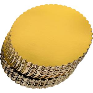 CHERRY 25-Pack 12 inch Sturdy Round Cake Boards, Gold Cardboard Cake Circles plate Scalloped Base,Pack of 25