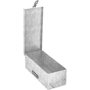 Lock Box with Folding Handle - Durable Metal Storage Chest with Stackable Design to Secure Valuables, Cash, Jewelry, and Weapons by Stalwart (Silver) (1 Count (Pack of 1))