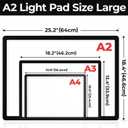A2 Light Pad (25.2" x 18.4"), Large Magnetic Bright Light Box for tracing,6 Levels Dimming/3 Color,Physical Buttons,Light Board for Diamond Painting,Light Table for Drawing, Sketching