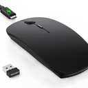 TECKNET Bluetooth Wireless Mouse for Laptop, Rechargeable Silent Computer Mouse (Bluetooth 5.2/3.0 & 2.4G), Ultra-Thin, 6-Level Adjustable 4800 DPI Bluetooth Mouse for Mac OS, iPad, Windows, Android (black)
