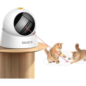 ROJECO Automatic Laser Toy for Cats, Irregular Trajectory Light Spots, Interactive Toy, Relieves Lack of Exercise, Stress Relief, USB Rechargeable, For Pets, Infrared, Cat Teaser, Class 2 Laser (White