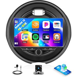 4G+64G Android Car Radio Stereo for BMW Mini Cooper F55 2014 2015 2016 2017 2018 2019 9 inch IPS Touch Screen Head Unit with WiFi Bluetooth Carplay Android Auto Backup Camera SWC GPS FM RDS 59UI (P2)