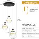 3-Light Modern Pendant Light Globe Pendant Lighting Fixtures,Clear Lampshade Small Pendant Lights Kitchen Island,Dimmable LED Hanging Light for Bedroom,Dining Room,Hallway