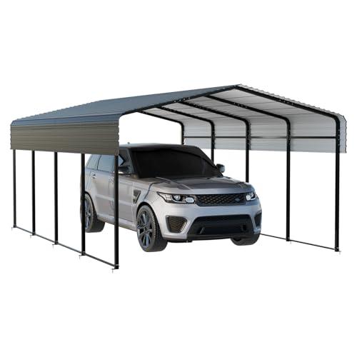 NUGRIART Metal Carport 13 x 20 FT with Heavy Duty Frame & Galvanized Steel Roof, Metal Car Garage, Sturdy Canopy Shelter for Car, Truck, Pickup, SUV, Tractor, and Boat