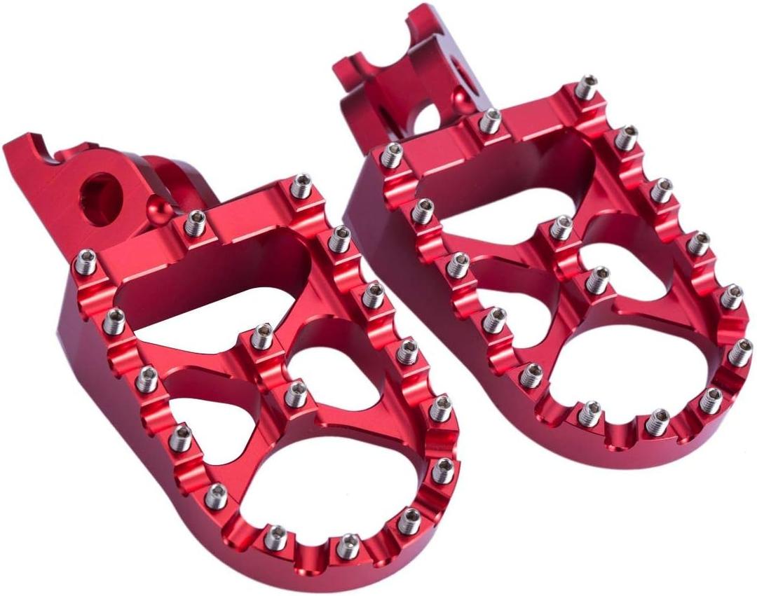 Hopider CNC Wide Foot Pegs MX Compatible with CR125/250 02-07, CRF150R 07-19, CRF250R 04-19, CRF250X 04-19, CRF450R 02-19, CRF450RX 17-19, CRF450X 05-19 CRF250L/M 12-18, CRF250RALLY 17-18,Red