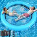 8ft Inflatable Water Hammock Round Floating Dock Large Float Ring Inflatable Raft for Adults Parties Floating Water Mat for Lakes, Pools, Oceans