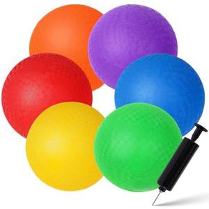Shindel 6PCS Playground Ball with Air Pump, 5inch Inflatable Dodge Ball for Kids Indoor Outdoor