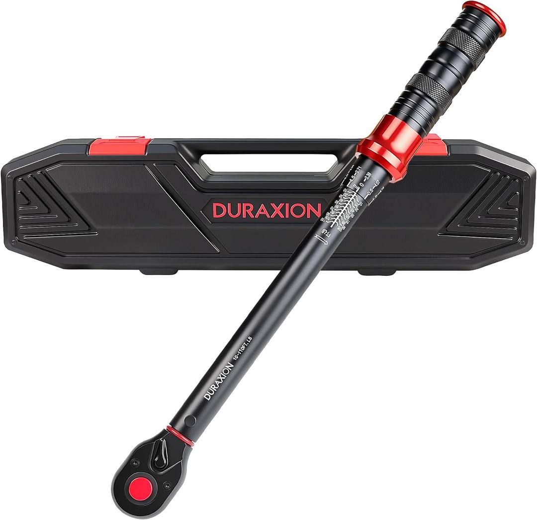 3/8-Inch Drive Torque Wrench 10-110ft.lb/13.56-149.14Nm, 3% Precision Dual Direction Torque Wrenches with 72-Tooth Dual Range Scales with Ft.Lbs and N.m(Red)