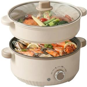 Versatile 2.5L Real Capacity Non-stick Electric Hot Pot Multicooker Glass Lid with Steamer Electric for Steaming, Boiling Stewing hotpot pots electric cooking ramen cooker Dorm