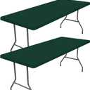Moosfor Spandex 6 Foot Rectangle Table Cloth 2 Pack, Elastic Fitted Tablecloths for Picnic, Stretch Washable Patio Table Cover for Outdoor, Camping, Banquet and Parties(Hunter Green, 30"x72")