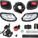 Deluxe Golf Cart LED Light Kit, Street Legal Headlights & Tail Lights with Turn Signals, Brake Lights & Horn  Fits 2014-Up EZGO TXT / T48 / Freedom Gas & Electric (12V)