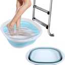 Portable Pool Foot Bath,Collapsible Pool Foot Wash Basin Tub,Foot Bath Basin for Above Ground Swimming Pools Accessories (Blue Baths)