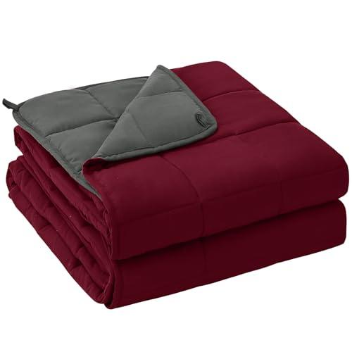 yescool Weighted Blanket for Adults (12 lbs, 60" x 80", Red Grey) Cooling Heavy Blanket for Sleeping Perfect for 110-130 lbs, Queen Size Breathable Blanket with Premium Glass Bead, Machine Washable