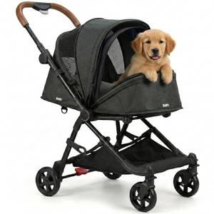 Pet Stroller for Small & Medium Dogs & Cats Lightweight Foldable Travel Stroller with Smooth 4-Wheel Ride, Breathable Mesh, Storage Basket & Aluminum Frame Comfortable & Easy to Maneuver
