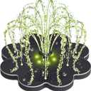 Yzert Solar Fountain with Colorful LED Lights & 2000 mAh Battery Flower Shape, 3.5W Solar Power Water Fountain Pump for Bird Bath, Outdoor, Garden, Pool, Pond,Hummingbirds