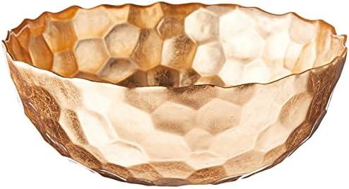 Elegance Odessa Gold Glass Bowl, 9.5-Inch