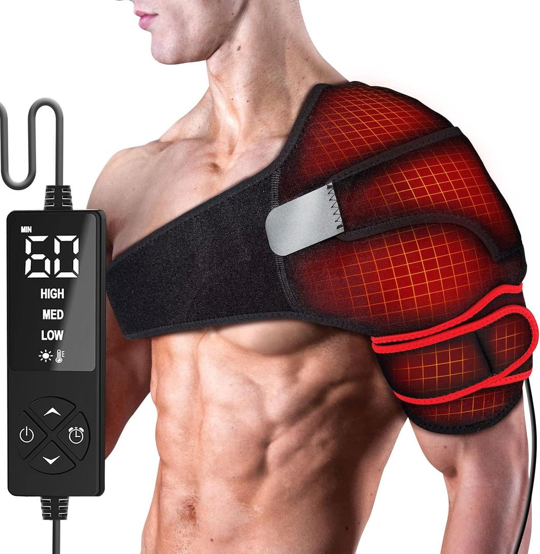 Shoulder Heating Pads - Low Voltage Fast Heating Brace for Pain Relief, Heated Wrap for Rotator Cuff, Frozen Shoulder