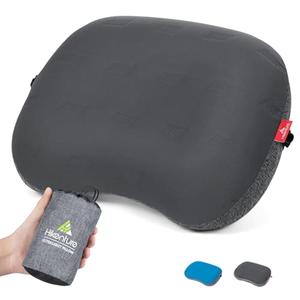 Hikenture Camping Pillow Ultralight, Inflatable Pillows with Removable Cover, Compact Portable Backpacking Pillow, Ergonomic Blow Up Camp Pillows, Washable Air Pillow for Hiking, Beach, Travel (Grey)