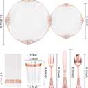 YOUBET 700PCS Rose Gold Plastic Dinnerware Set for Wedding Party