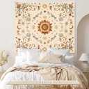 Apdidl Boho Sun Floral Tapestry Wall Hanging Bedroom Aesthetic, Bohemian Vintage Moon Girl Room Decor Tapestries, Cute India Hippie Outdoor Wall Covering for Living Room Dorm (51"X60")