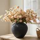 Beige Silk Flower Arrangements Home Decor, Large Floral Centerpieces For Tables, 22 Long Stems Fake Mums + Eucalyptus + Wild Flowers in Bulk, Artificial Flowers Coffee Dining Table, Faux Mums Flowers
